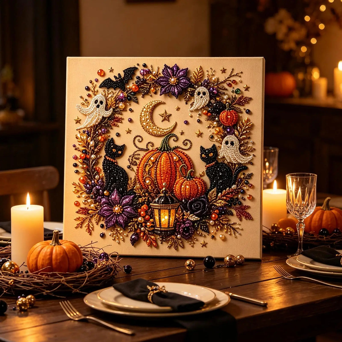 Halloween Ghost Pearl Painting Kit | DIY 3D Glow Mosaic Craft