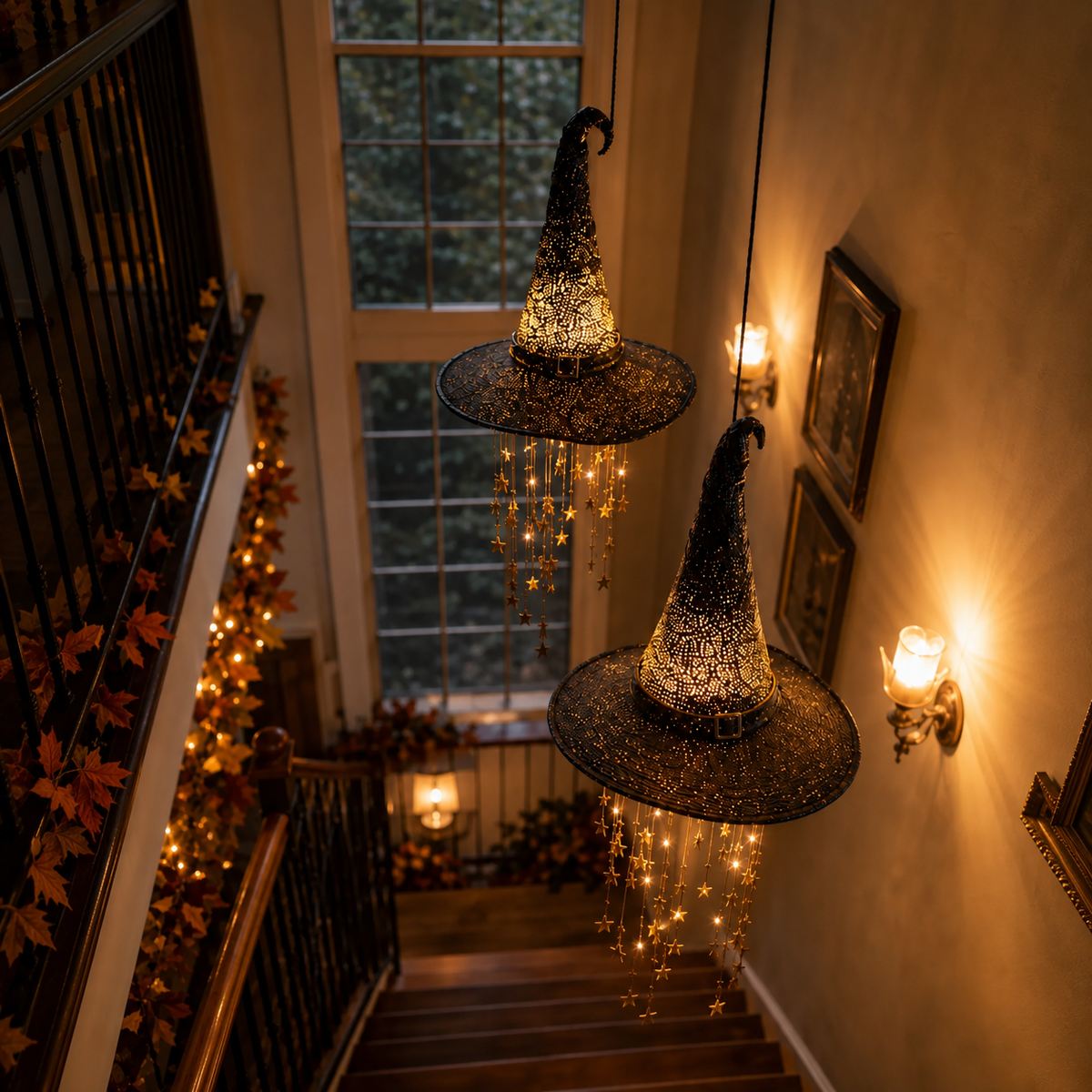 Lighted Witch Hat Hanging Decor вЂ“ Magical Halloween Porch & Window Light