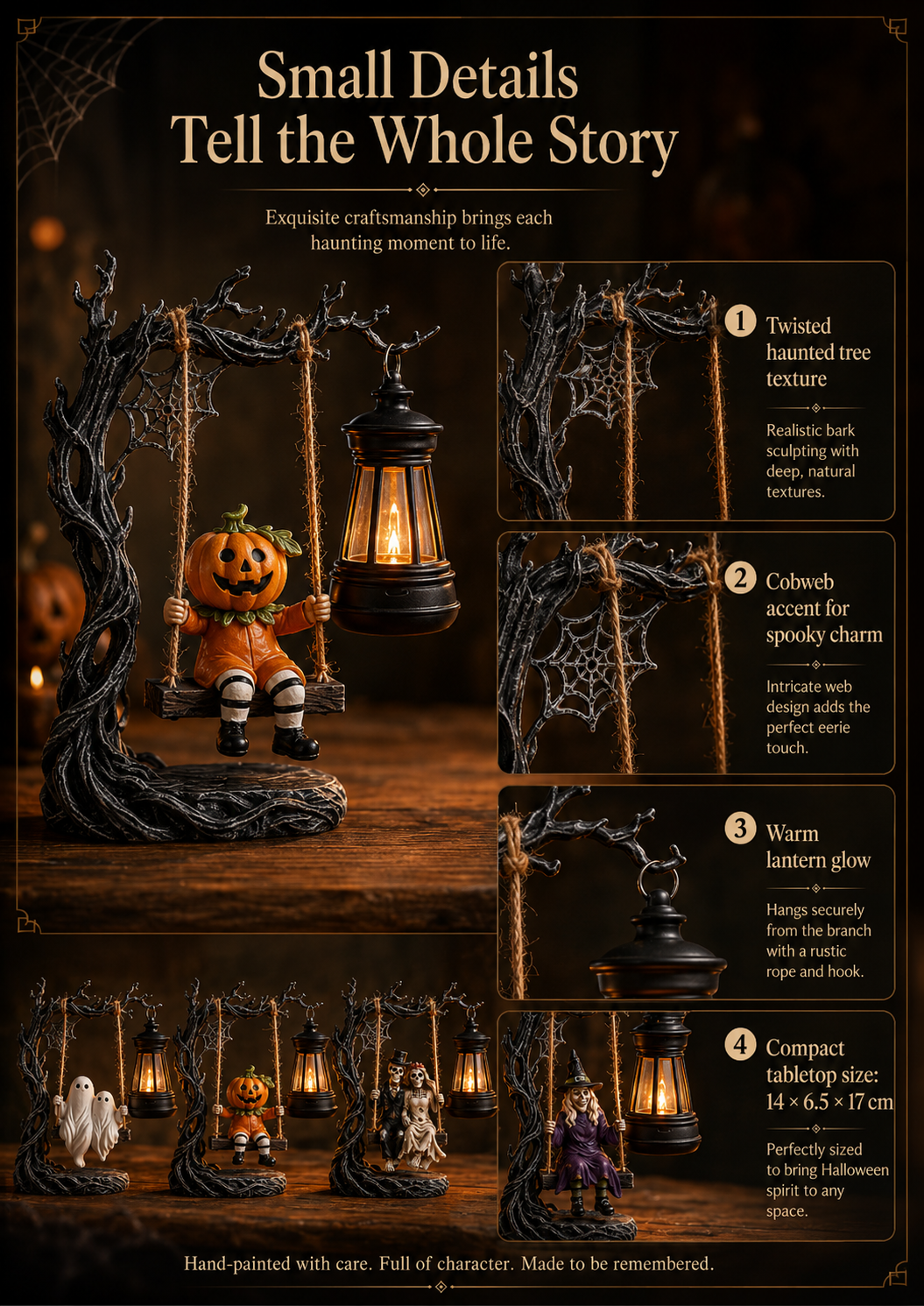 🎃 42% OFF – Light-Up Halloween Swing Figurine | 4 Spooky Characters & Warm Lantern Glow 👻✨