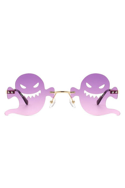 Rimless Devil Shape Tinted Party Sunglasses