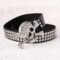 1 Men's Waist Belt with Casual Trendy Punk Style, Skull Studded Belt Super Explosive And Cool Outfit Preferred, Rivet Skull Belt Motorcycle Gift