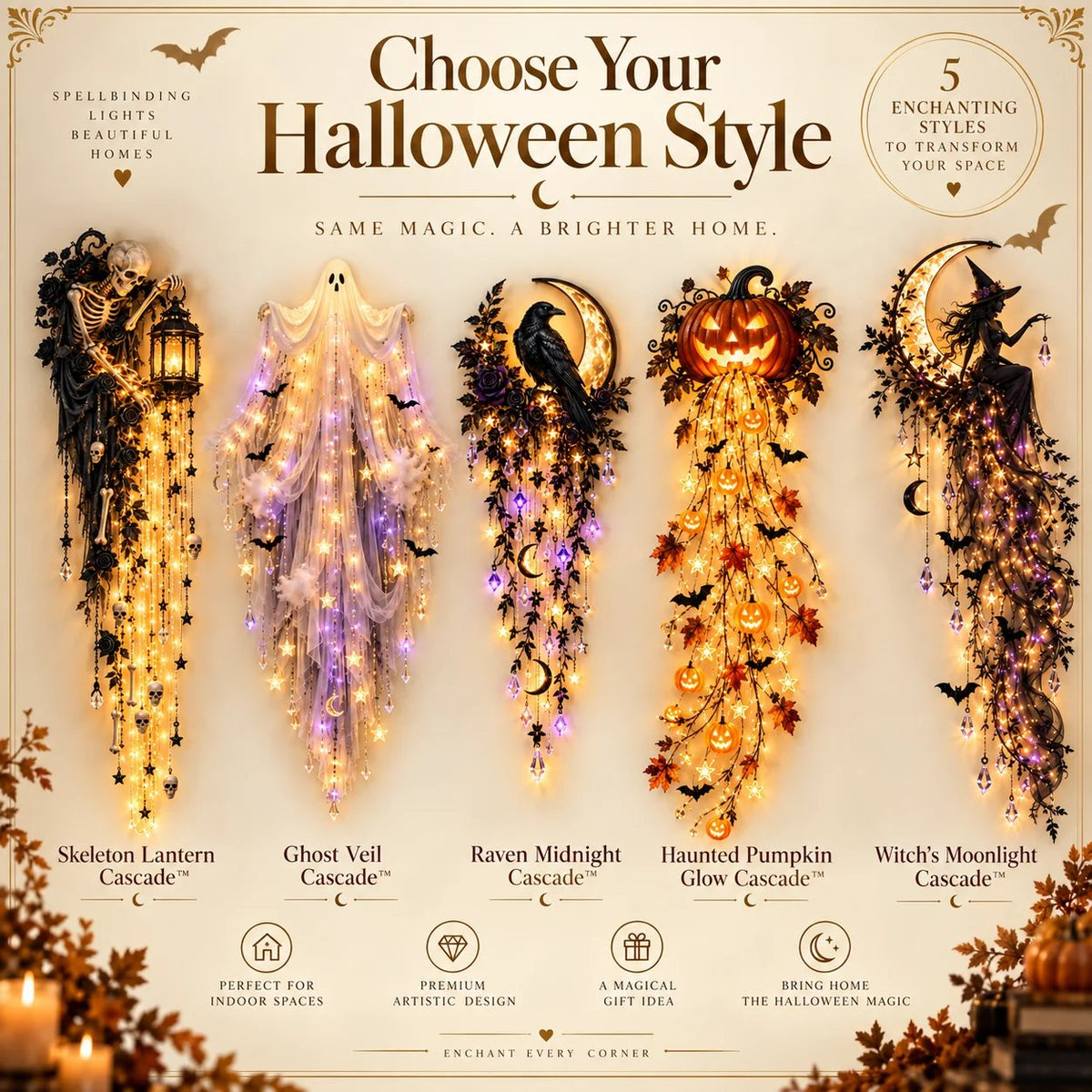 ✨ Limited-Time 51% OFF | Elegant Halloween Cascade Wall Lights – Gothic Glow for Your Home
