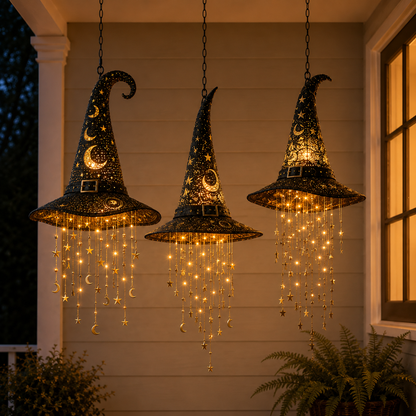 Lighted Witch Hat Hanging Decor вЂ“ Magical Halloween Porch & Window Light