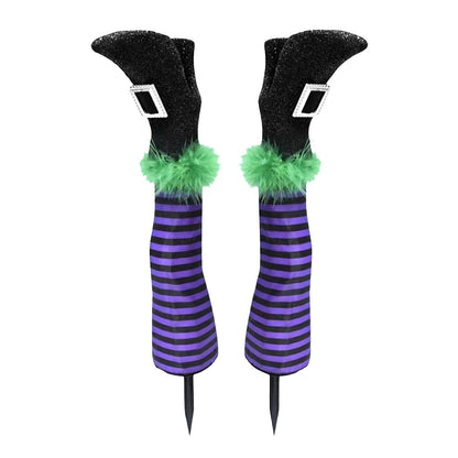 Halloween Decorations Outdoor Witch Legs Yard Stakes, 18.5" Witch Halloween Graveyard Lawn, Yard, Prop and Patio Decorations