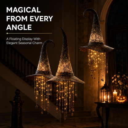 Lighted Witch Hat Hanging Decor вЂ“ Magical Halloween Porch & Window Light