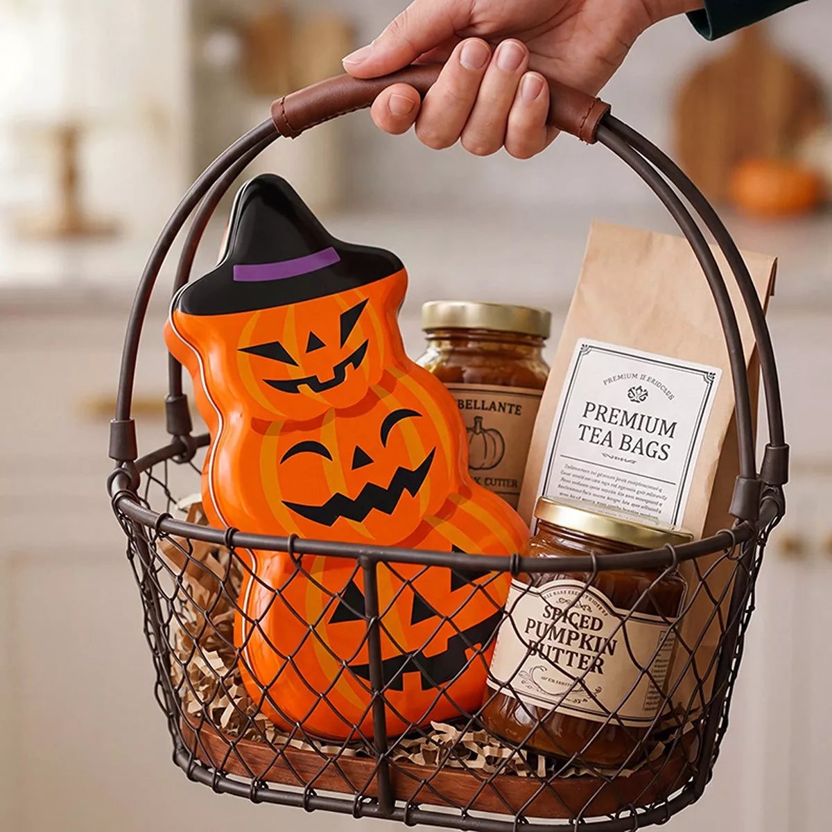 Halloween Jack-O'-Lantern Tin Storage Box