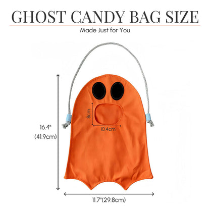Personalized Halloween Ghost Candy Bag with Name Trick or Treat Drawstring Tote Bag Halloween Gift for Kids