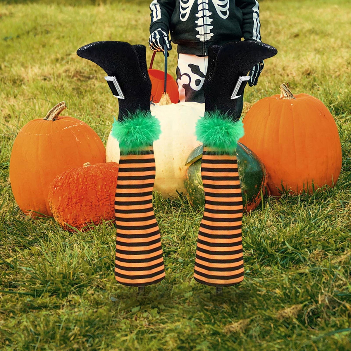 Halloween Decorations Outdoor Witch Legs Yard Stakes, 18.5" Witch Halloween Graveyard Lawn, Yard, Prop and Patio Decorations