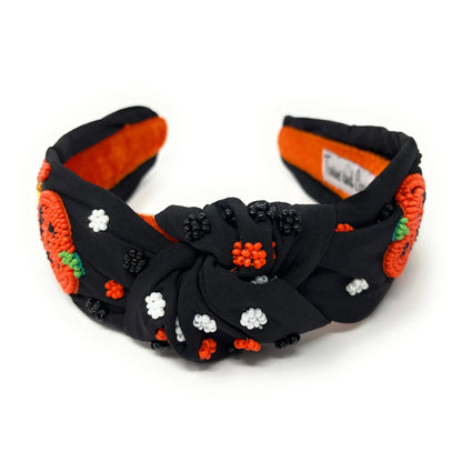 Hand Beaded Pumpkins Knot Headband