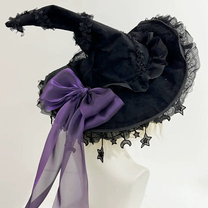 Star and Moon Fringe Witch Hat
