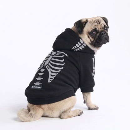 Halloween Dog Hoodie - Reflective Skeleton