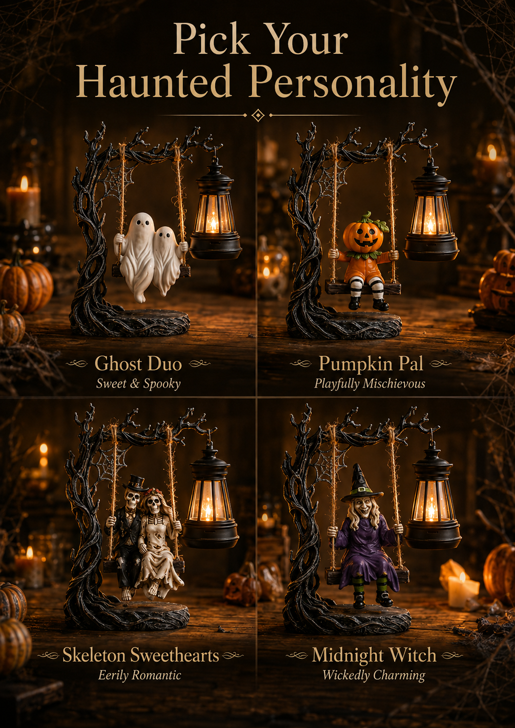 🎃 42% OFF – Light-Up Halloween Swing Figurine | 4 Spooky Characters & Warm Lantern Glow 👻✨