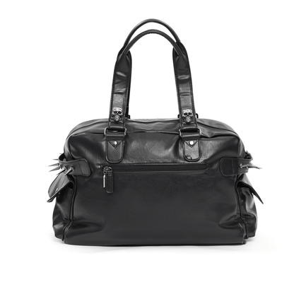 Gothic Chain Embellished Black Tote Bag with Spikes