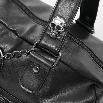 Gothic Chain Embellished Black Tote Bag with Spikes